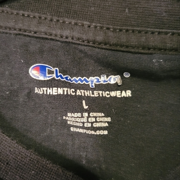 Champion boys black tshirt with white logo, short sleeve Size L - Picture 3 of 3